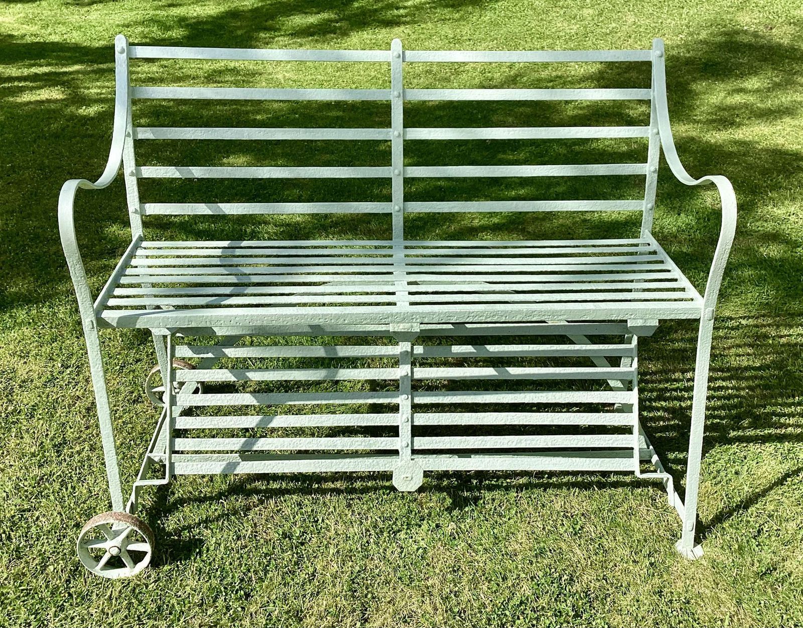 photo for sale Rare Regency Wrought Iron Strap Work Garden Croquet/Tennis Seat