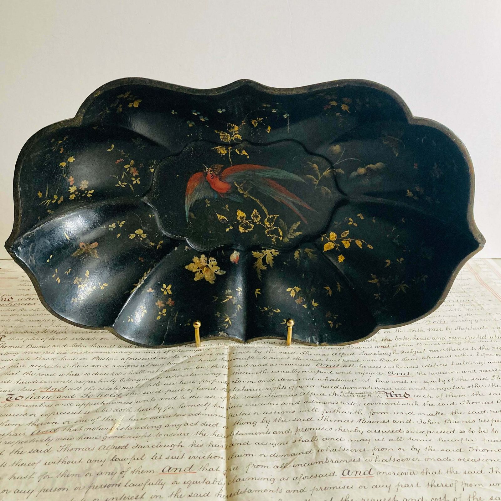Antique Chinoiserie Papier Mache Bowl photo buy