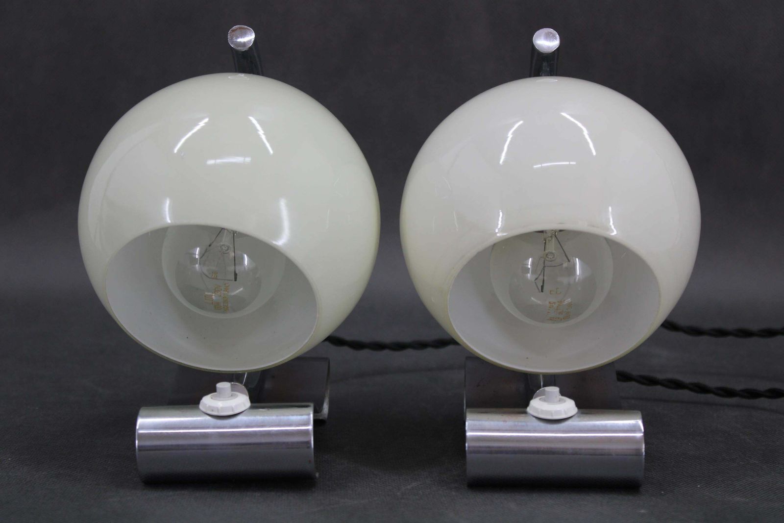 1930s Pair Of Art Deco Chrome Plated Table Lamps, Czechoslovakia photo for sale