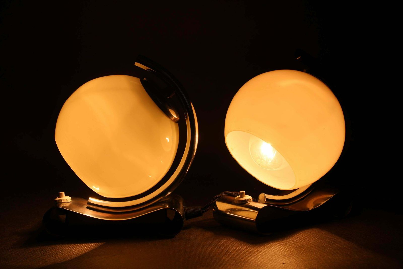 photo furniture 1930s Pair Of Art Deco Chrome Plated Table Lamps, Czechoslovakia