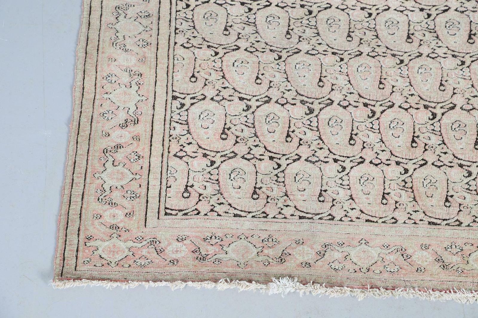 Rare Antique Rugstraditional Blush Pink Rug Wool Paisley Pattern Carpet photo for sale