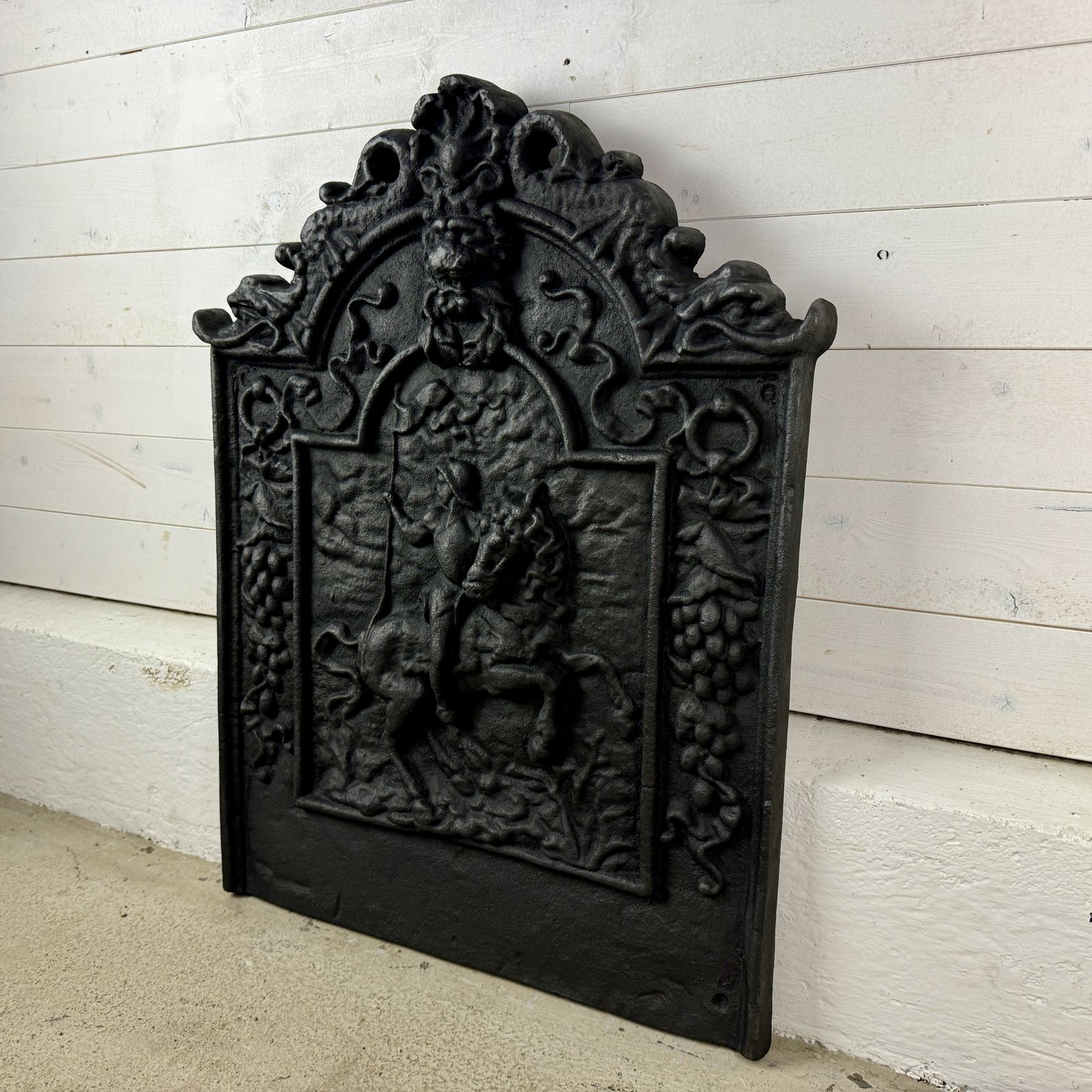 Antique Cast Iron Fire Back, 1800s photo furniture