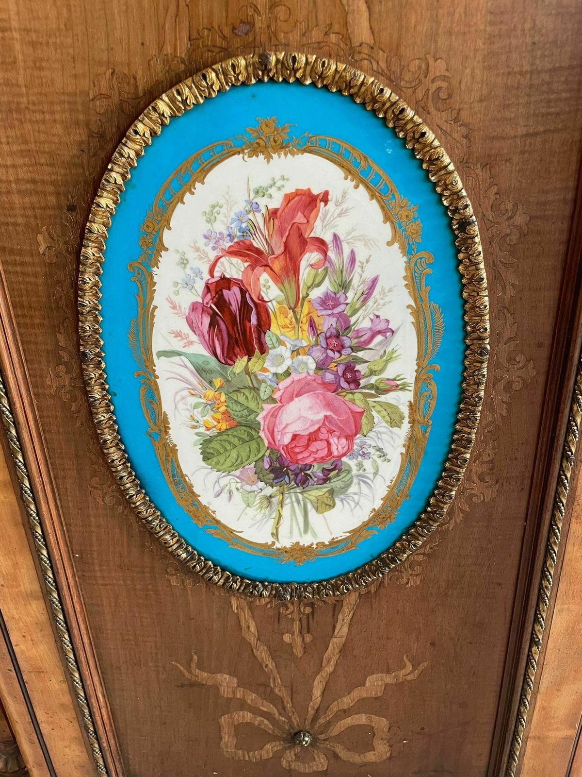 Furniture Magnificent Exhibition Quality Antique Extra Large Satinwood Inlaid And Ormolu Mounted Credenza photo