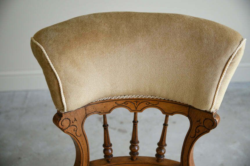 Victorian Upholstered Oak Occasional Chair photo vinterior