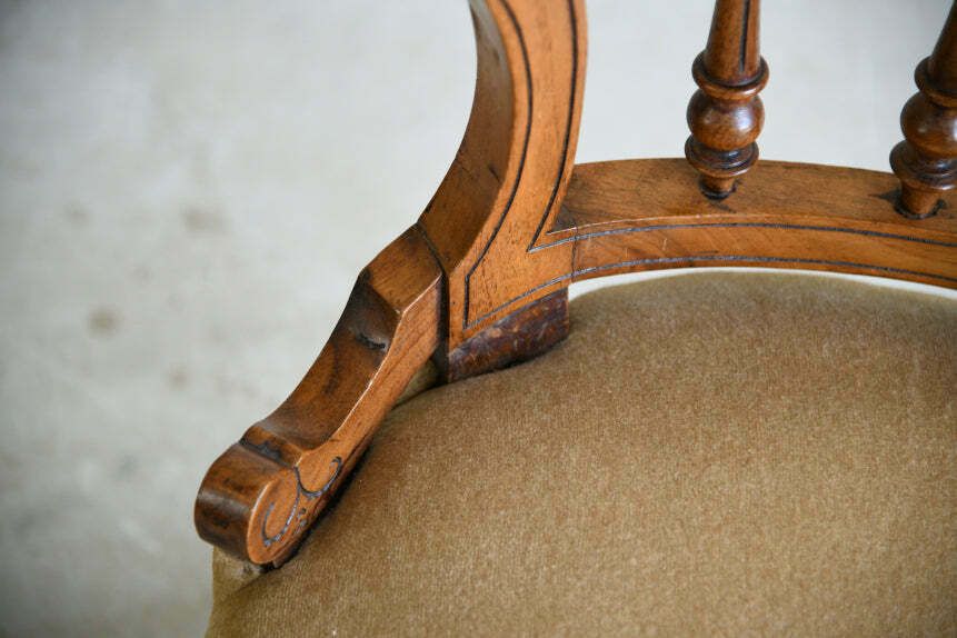 Victorian Upholstered Oak Occasional Chair photo vintage