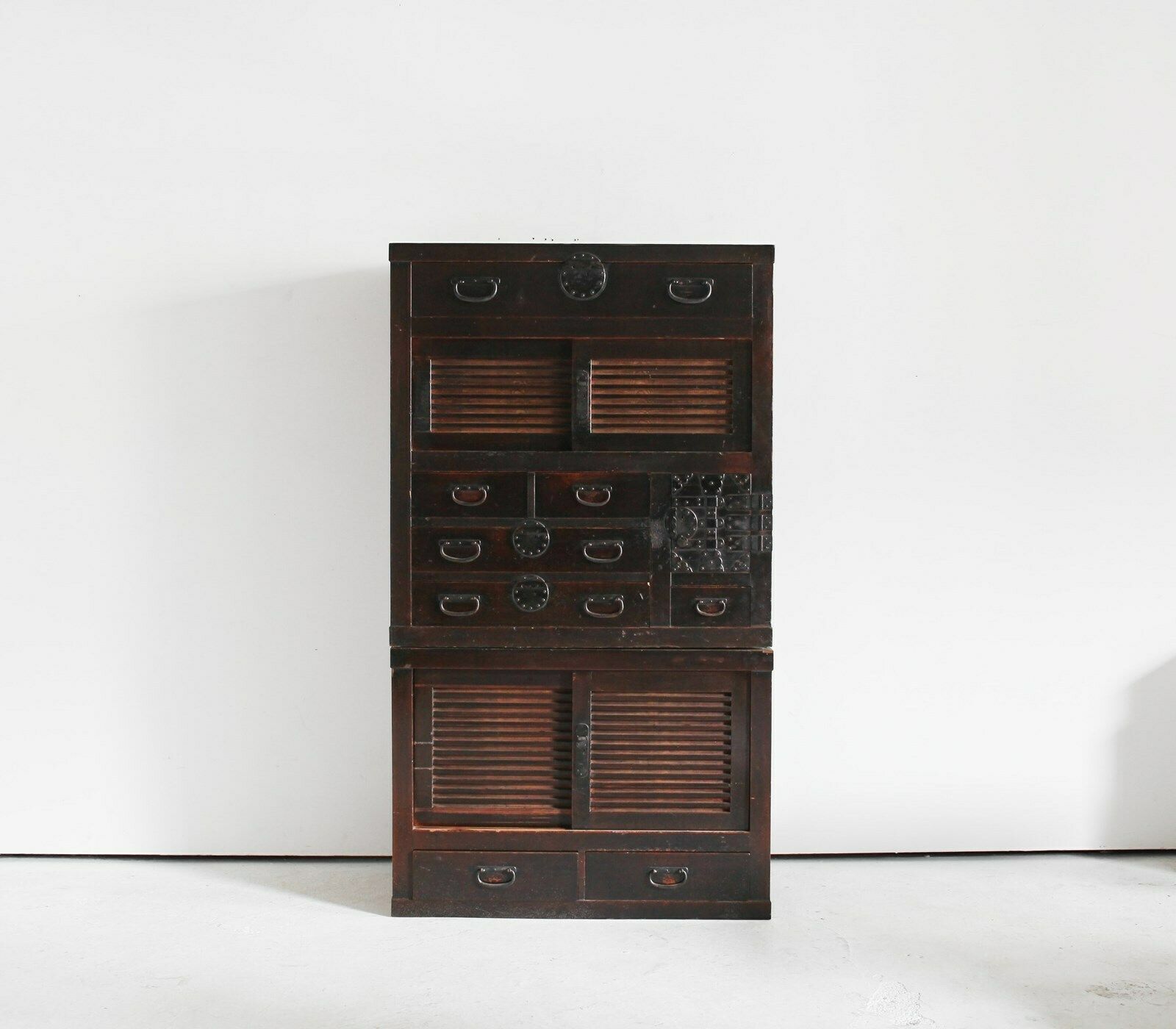 Large Two Section Late Edo Period Japanese Tansu Cabinet photo for sale