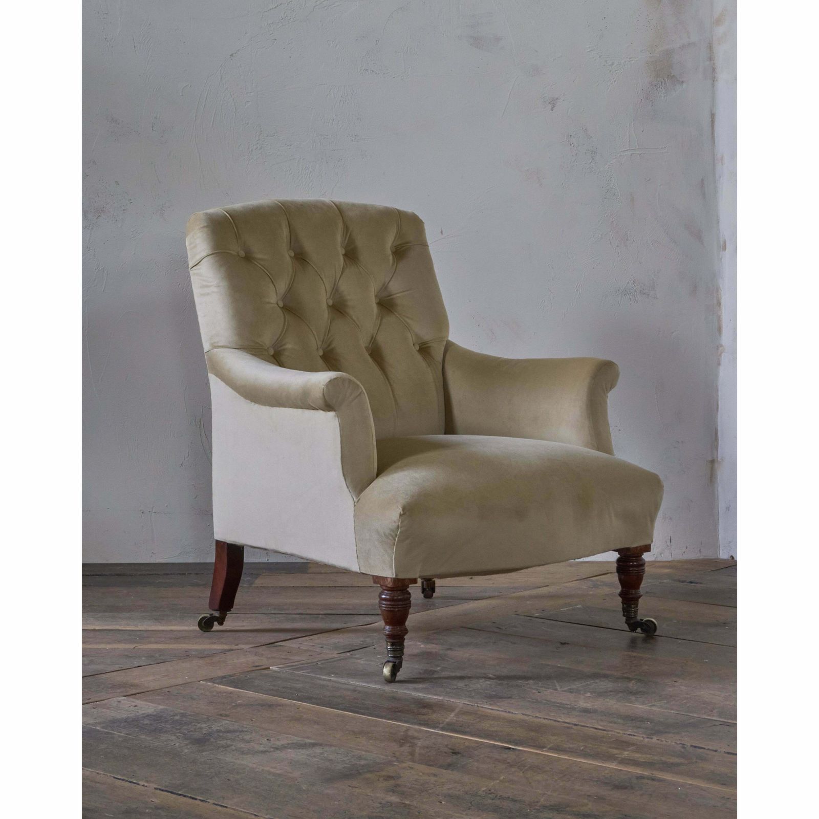 Howard And Sons Armchair In Gold Velvet