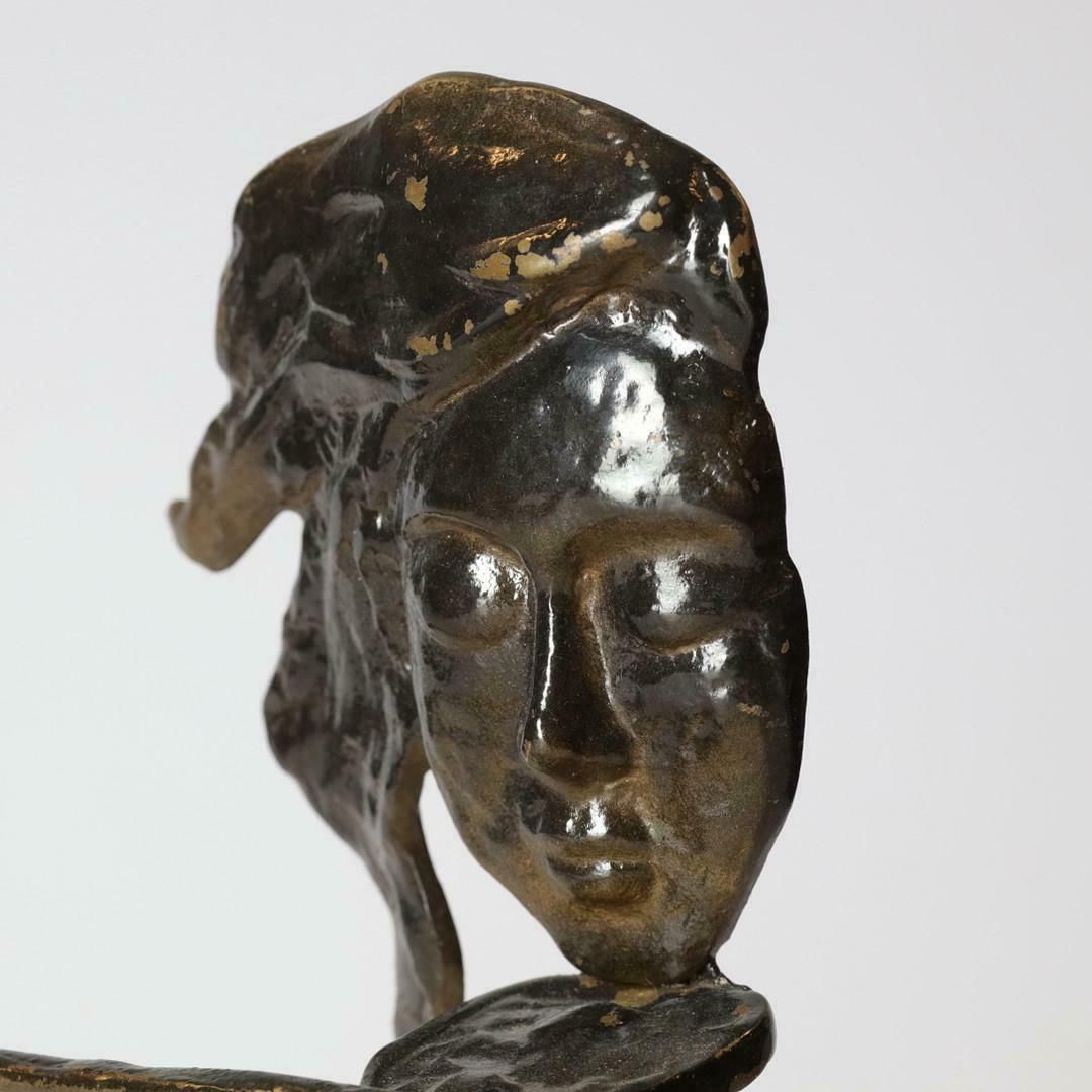 A Couple Of Antique Decorative Figurine Two Metal Musician Sculptures Home Decor photo for sale
