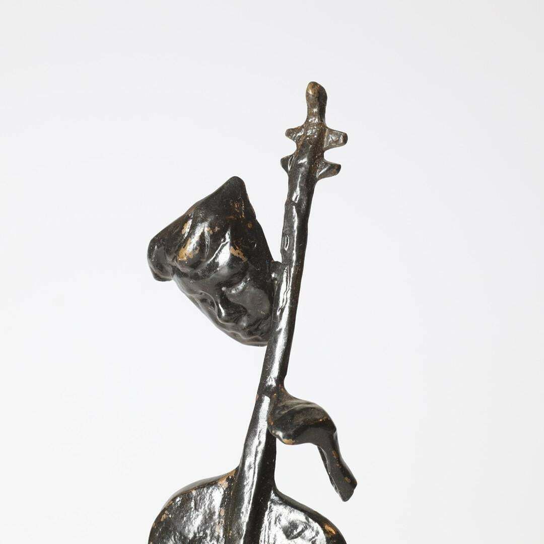 A Couple Of Antique Decorative Figurine Two Metal Musician Sculptures Home Decor photo vintage