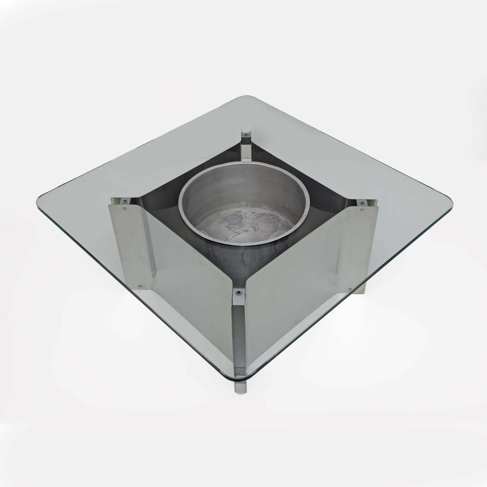 Michel Boyer Style Mid Century Modern French Steel And Glass Coffee Table, 1970s photo furniture