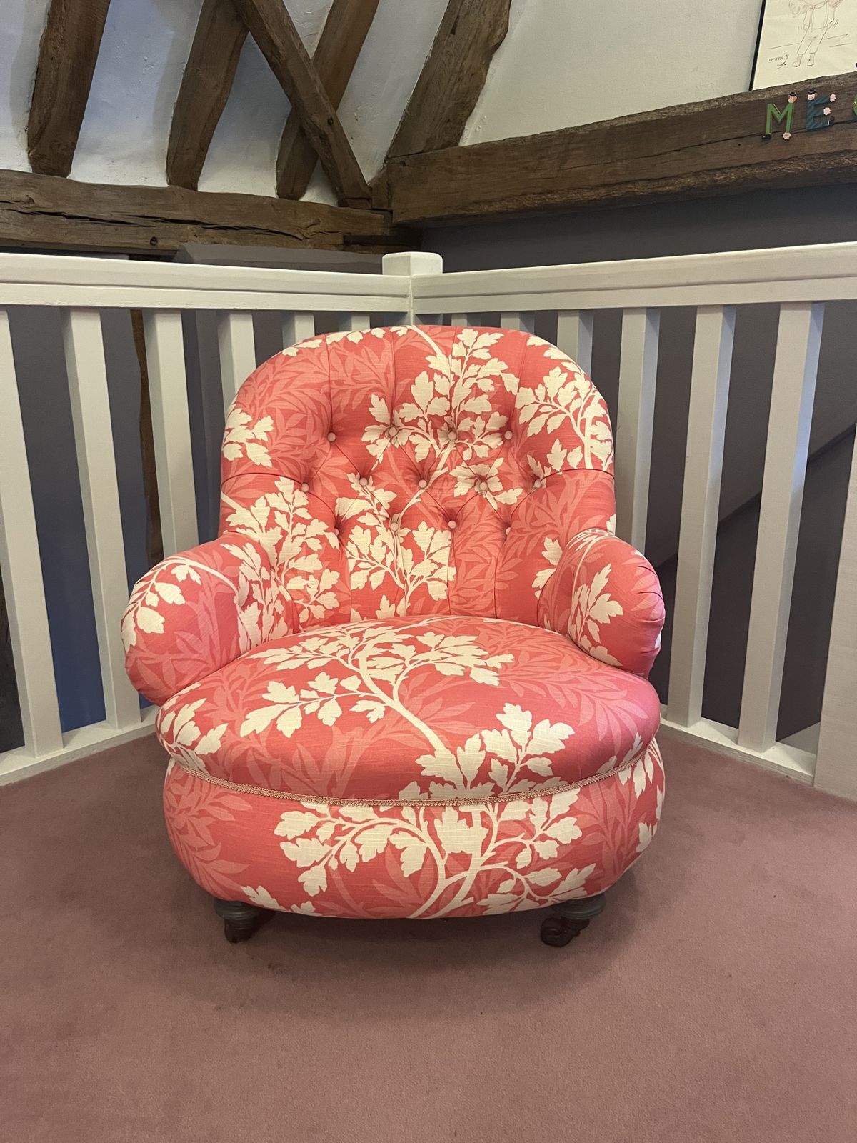 Victorian Deep Button Back Bedroom/Nursing Chair Upholstered In Hawthorn By Romo Villa Nova