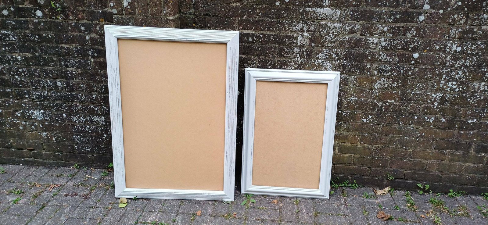 Pair Of Huge Upcycled Painted Picture Or Mirror Frames In Farrow And Ball Light Grey Ammonite photo 158.0