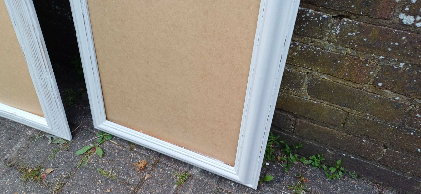 photo furniture Pair Of Huge Upcycled Painted Picture Or Mirror Frames In Farrow And Ball Light Grey Ammonite