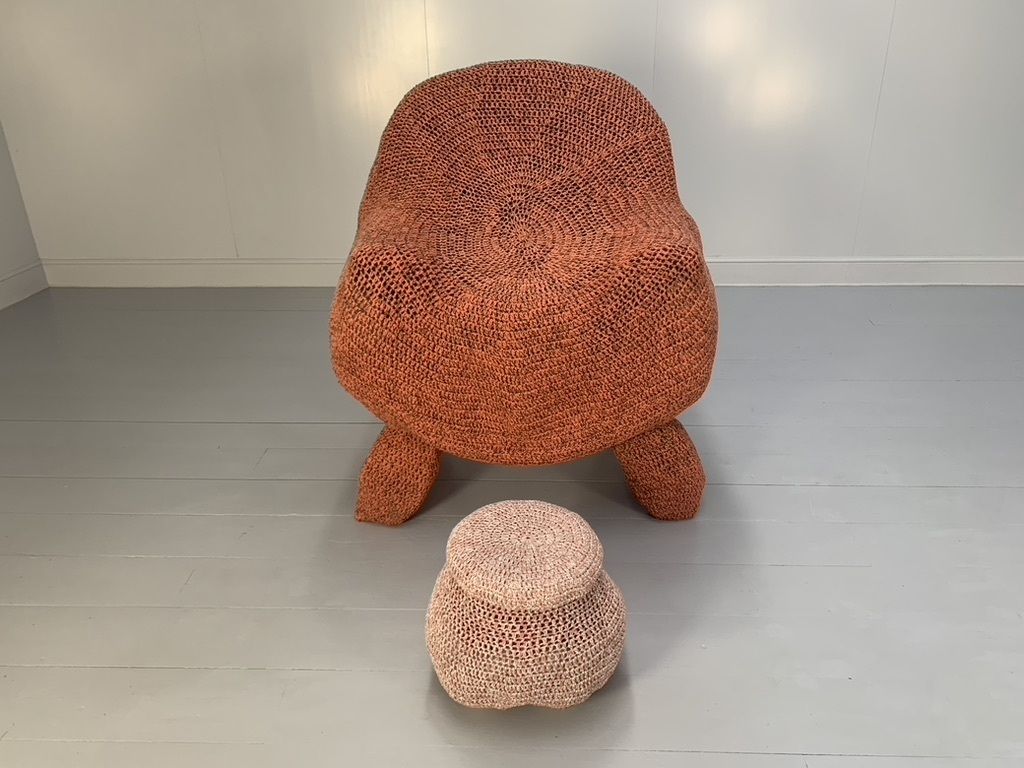 Jordyn Rachel Gardiner “Udder” Armchair & Stool – In Crochet Cotton Yarn photo furniture
