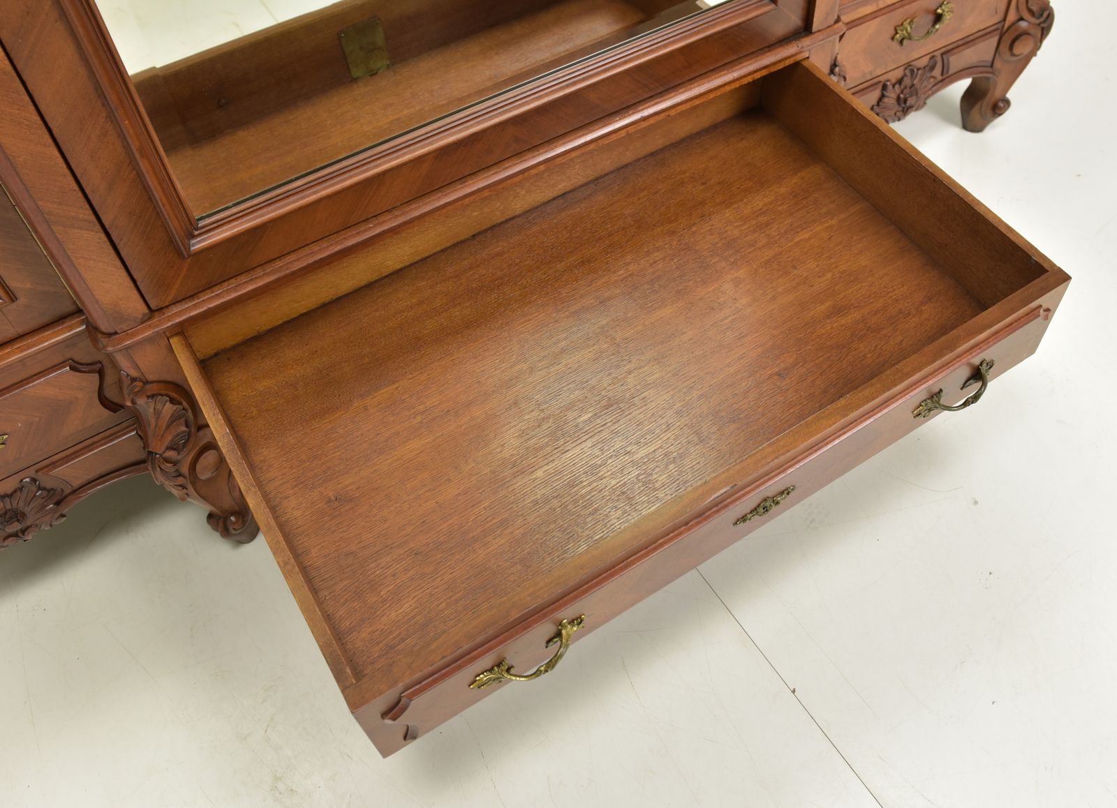 Furniture Antique Restored Large Mahogany Wardrobe With Clothes Rail And Shelves Ca. 1900 photo
