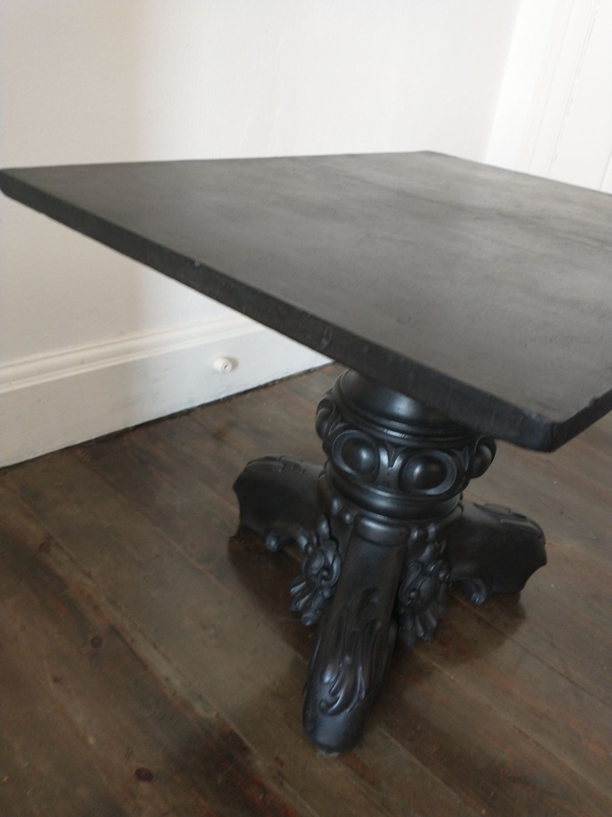 Painted Antique Pedestal Side Table photo for sale