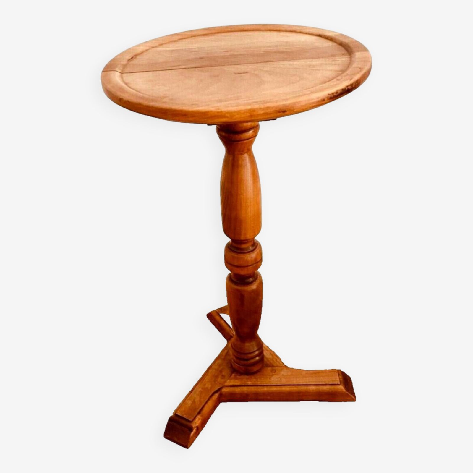 Louis Philippe Style Tripod Pedestal Table In Solid Walnut 20th Century