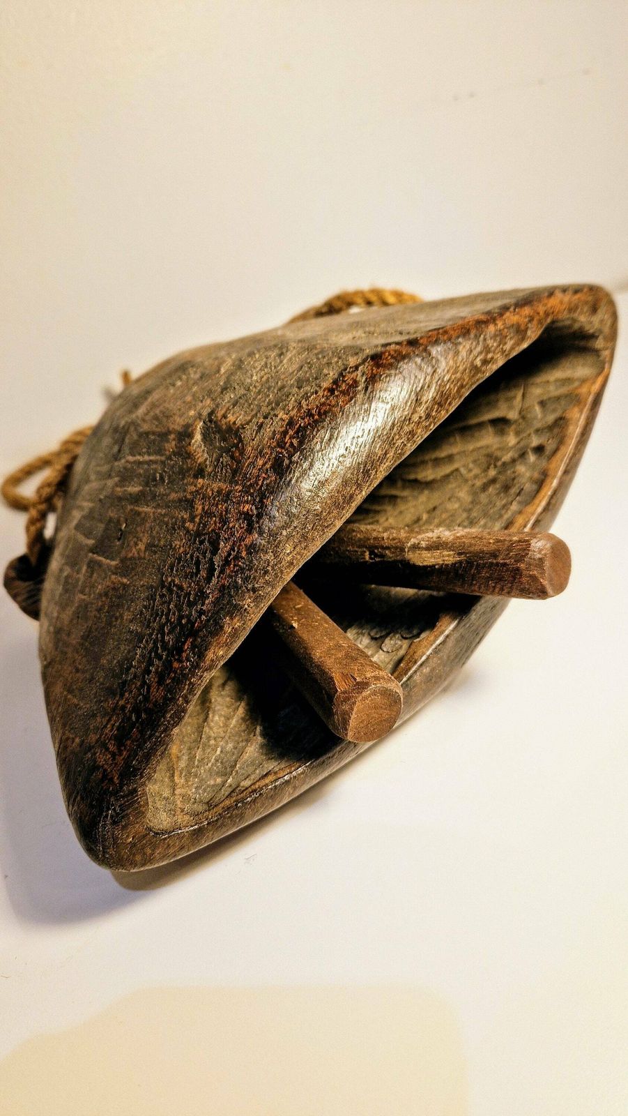 Antique 1900's Hand Carved Indian Vintage Wooden Cattle Bell   Collectible photo for sale