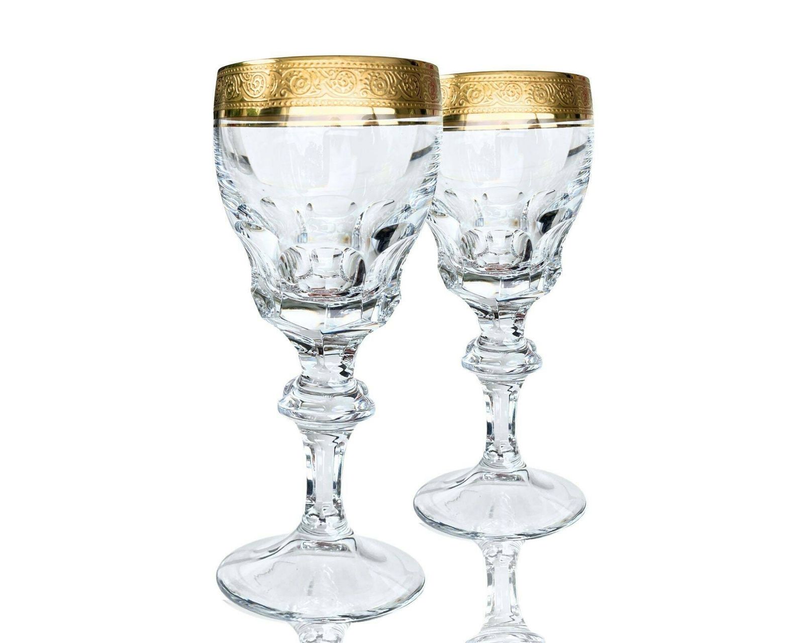 Kristallen Wijnglazen Goud | 6 Stuks Wijngoblets | Theresienthal Bernadotte | Ca. Jaren 1950