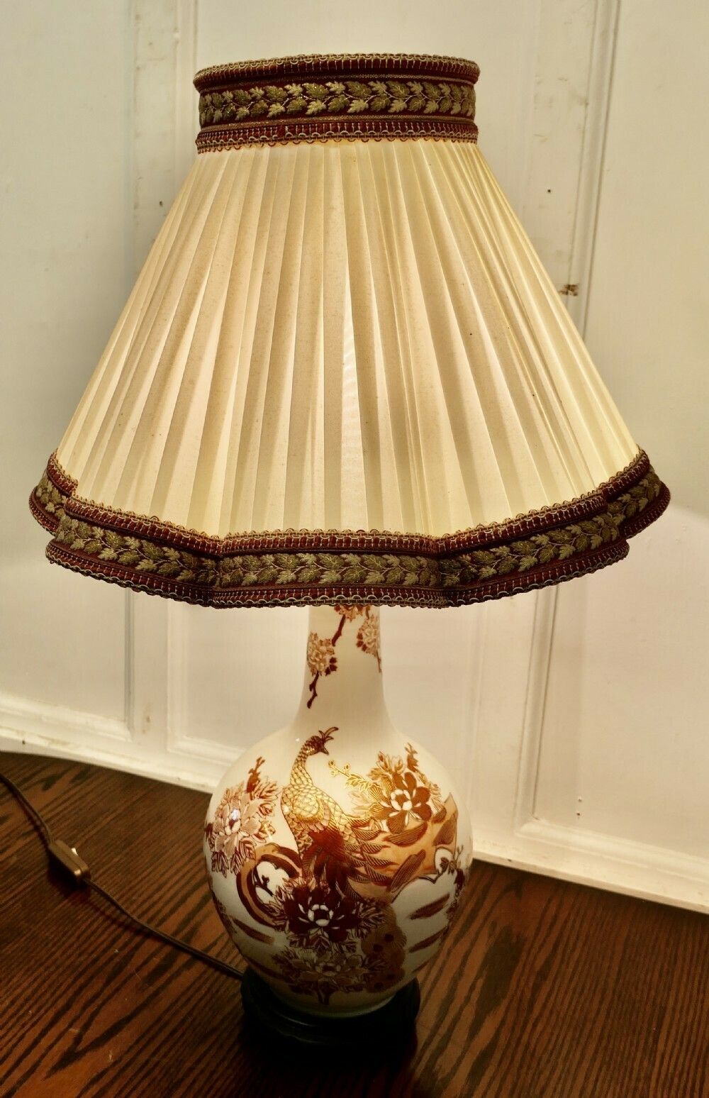 Large Famille Rose Dragon Vase Lamp, Classic Oriental Chintz photo for sale
