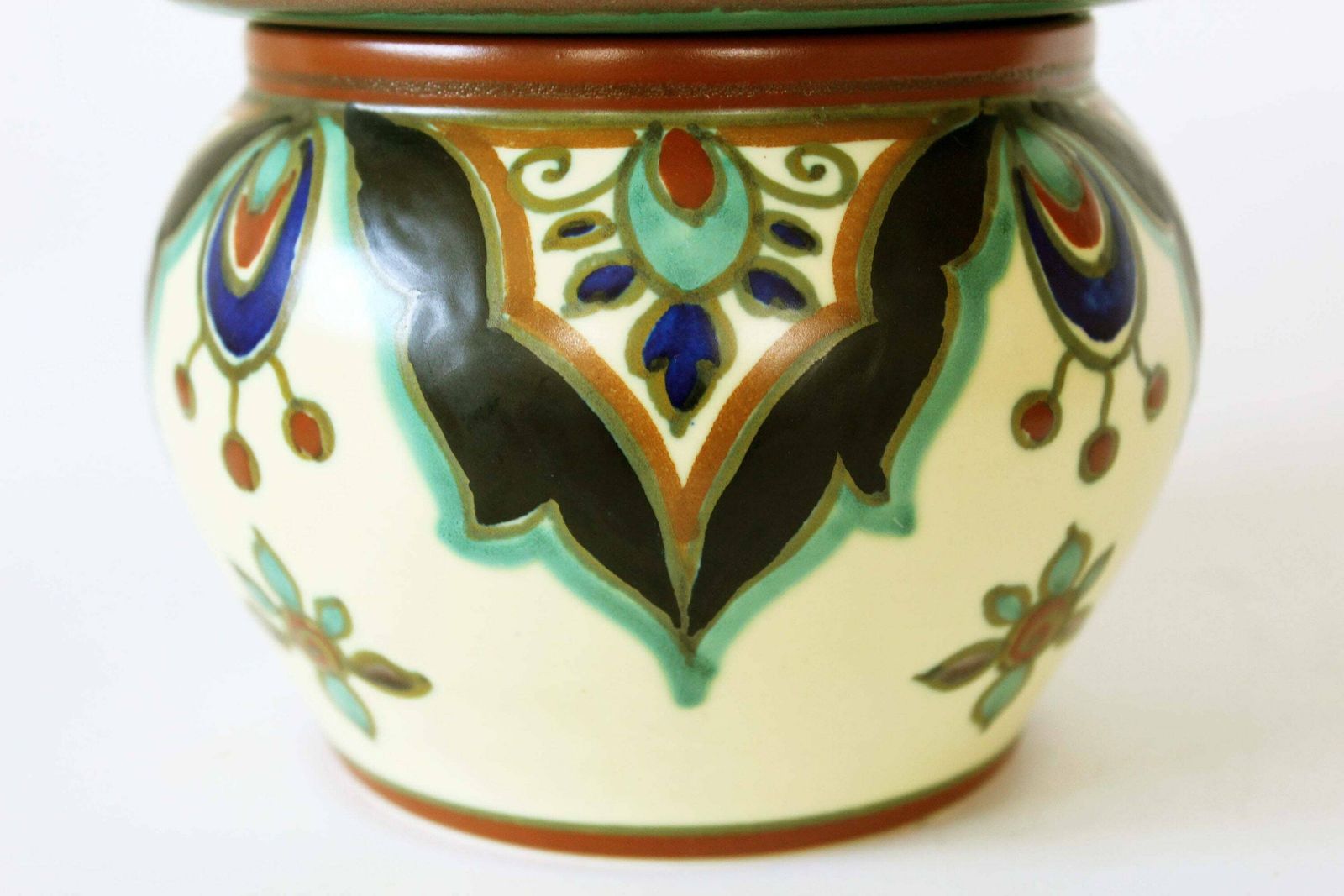 Antique Art Deco Circa 1930s Plazuid Pzh Gouda Art Pottery Tobacco Jar, Lidded Jar, Cookie Jar, Dutch, Signed, Lator Royal Zuid Holland photo Home Decor