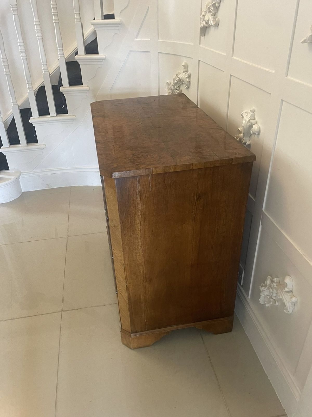 Antique 19th Century Outstanding Quality Burr Walnut Chest Of Four Drawers photo vinterior