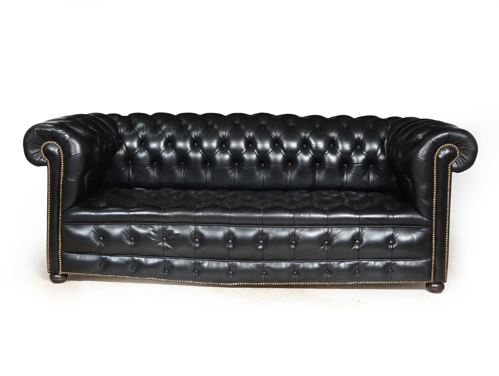Black Leather Buttoned Seat Chesterfield Sofa photo furniture