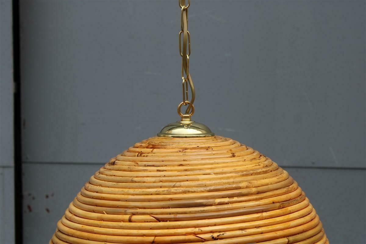 Pair Mid Century Round Chandelier Bamboo Italian Design Vivai Del Sud 1950s photo 1918.0