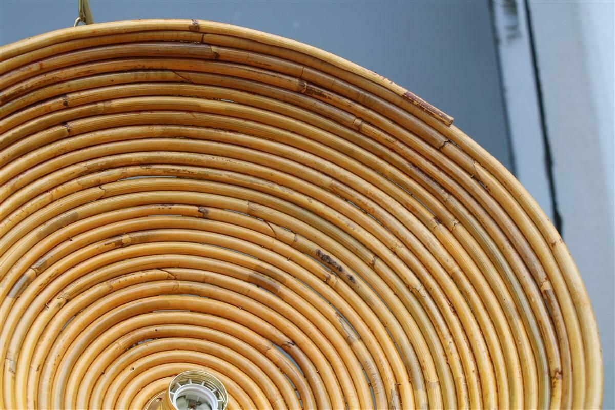 Lighting Pair Mid Century Round Chandelier Bamboo Italian Design Vivai Del Sud 1950s photo