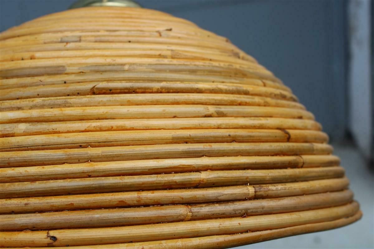 photo vinterior Pair Mid Century Round Chandelier Bamboo Italian Design Vivai Del Sud 1950s