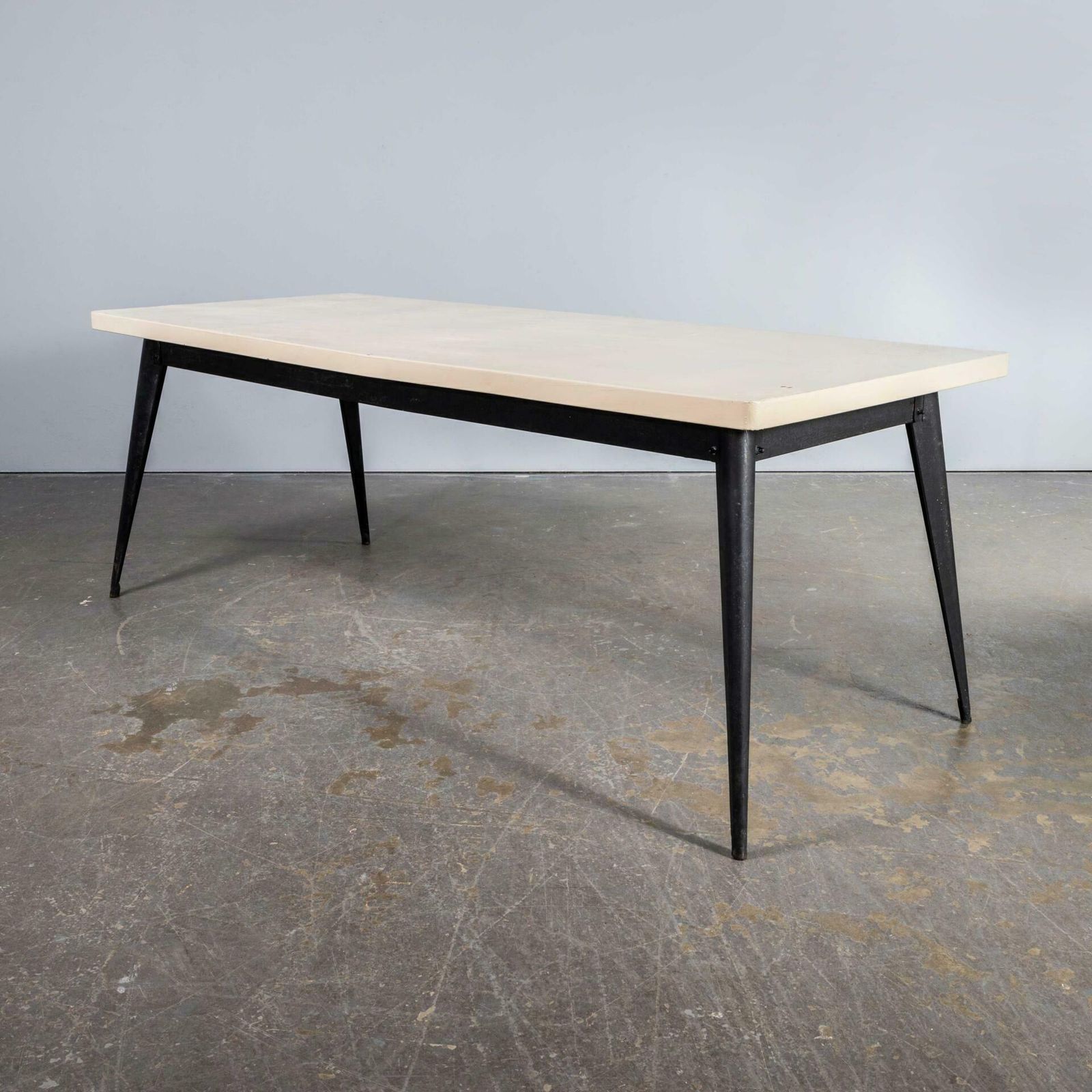 1960’s Original French T55 Tolix Rectangular White 2 Metre Dining Table. (932.4)