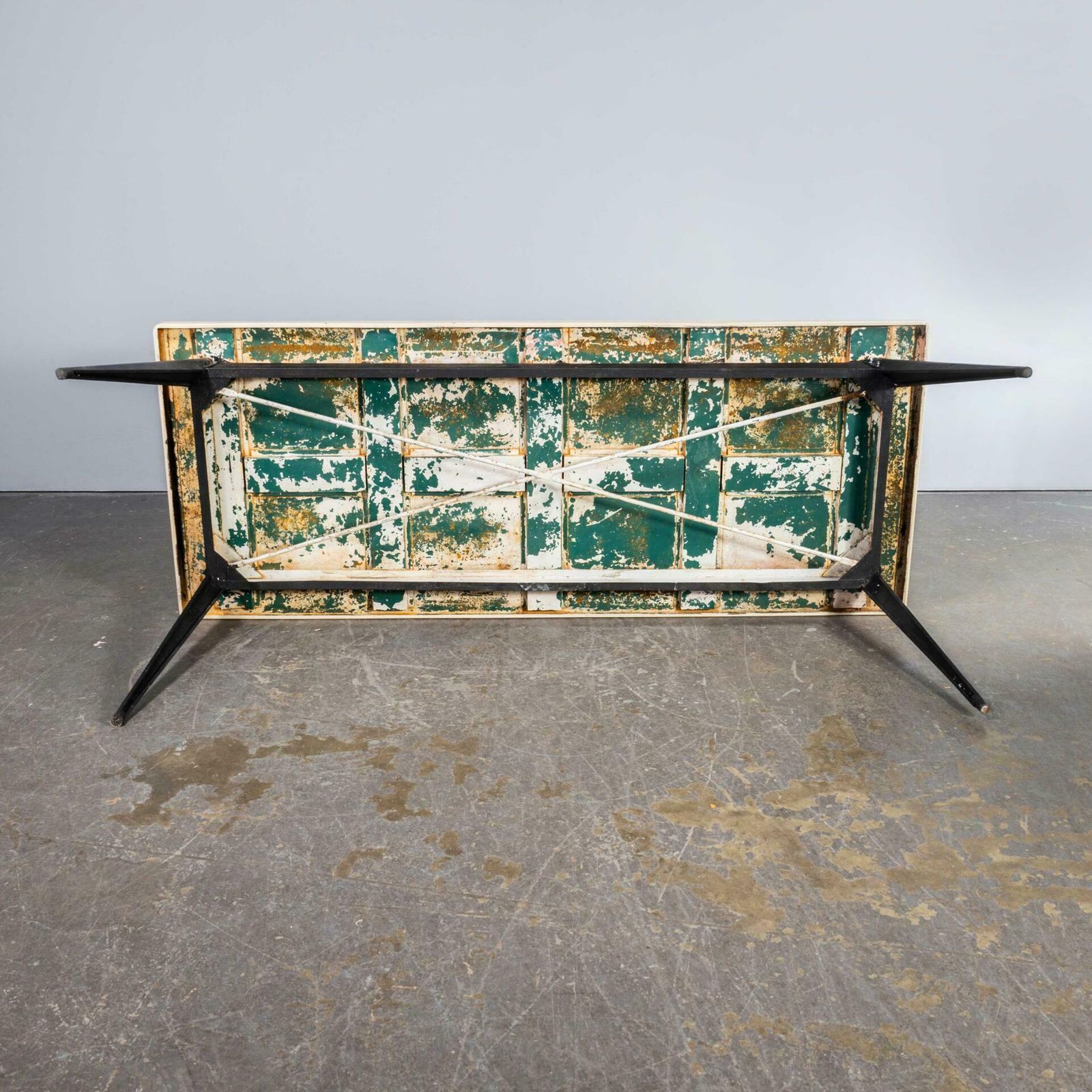 1960’s Original French T55 Tolix Rectangular White 2 Metre Dining Table. (932.4) photo furniture