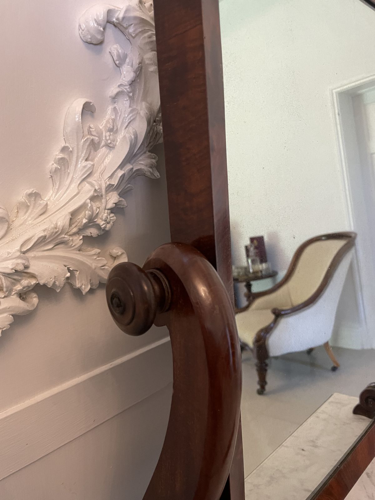 Large Antique 19th Century Mahogany And Marble Topped Swing Mirror photo 1295.0