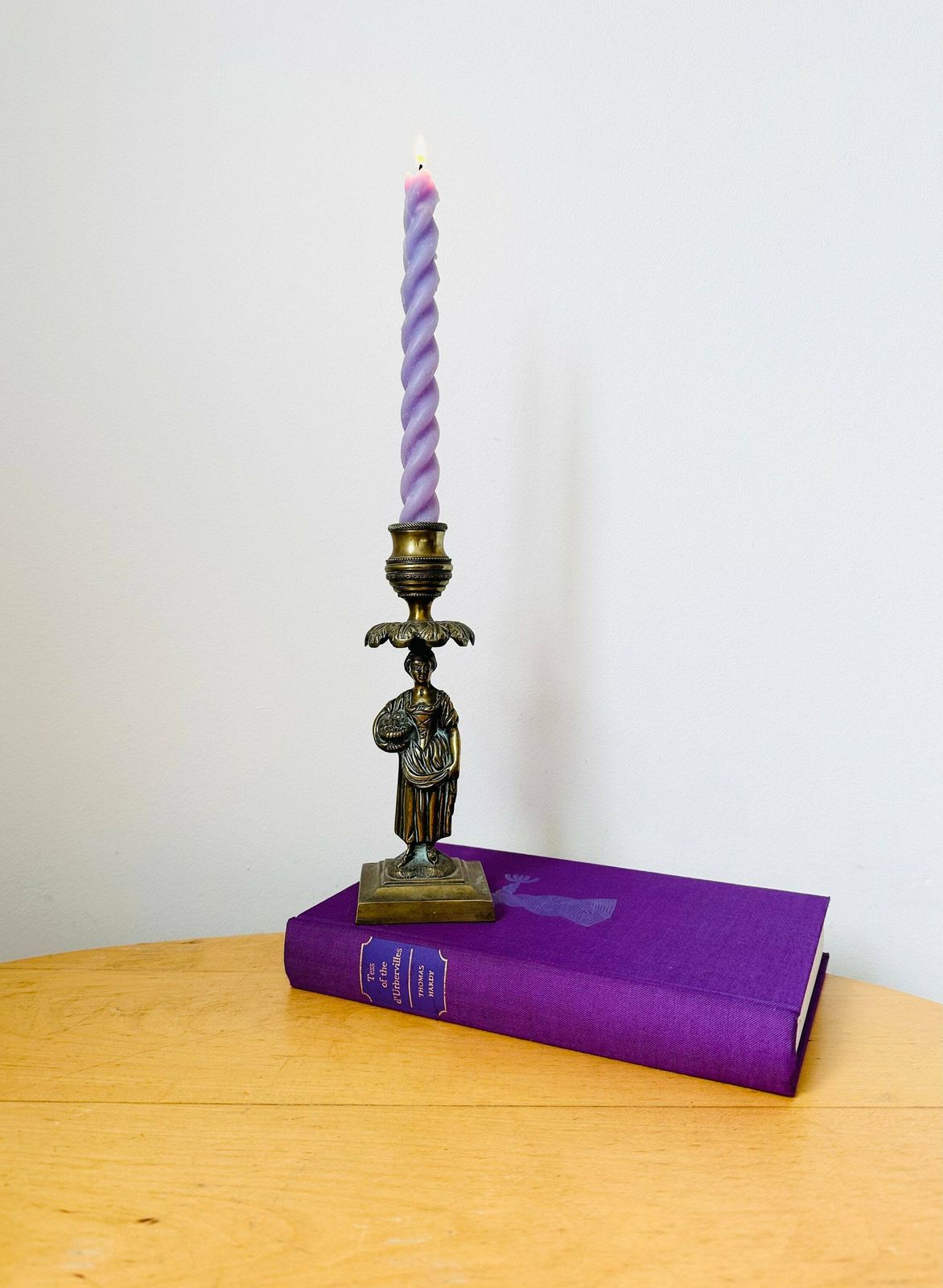 photo for sale Antique Regency Bronze Candlestick, Art Nouveau Candlestick, Lady Palm Tree Leaves