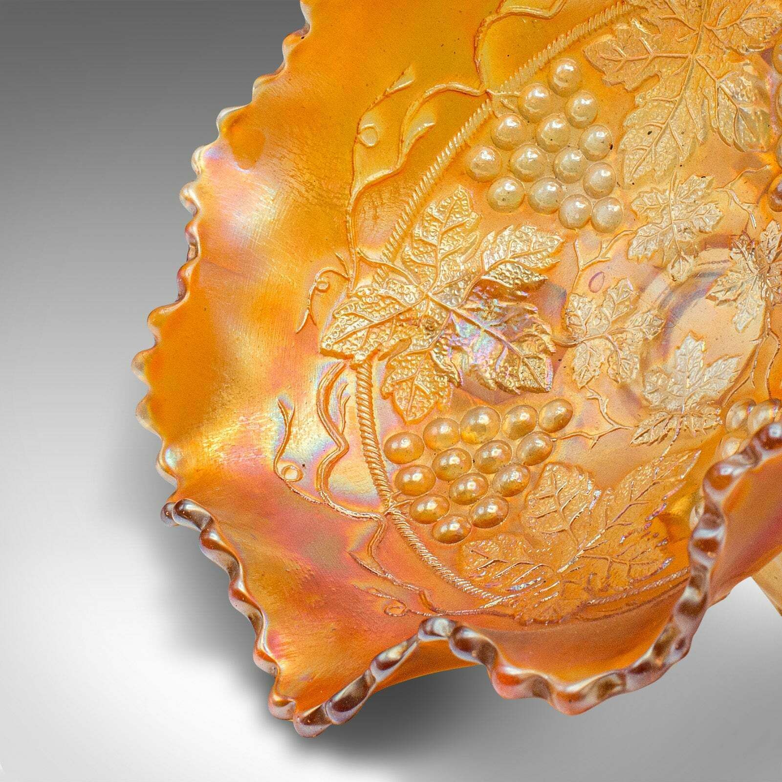 photo for sale Vintage Carnival Bowl, English Lustre Glass, Decorative Confectionery Dish, 1930