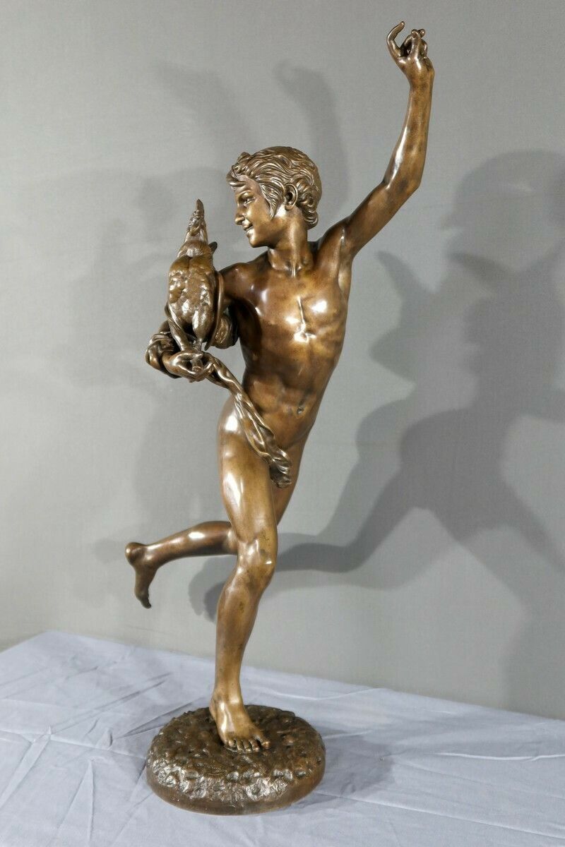 Bronze “Winner In The Cockfight”, Signed A. Falguière – 2nd Part 19th Century photo for sale