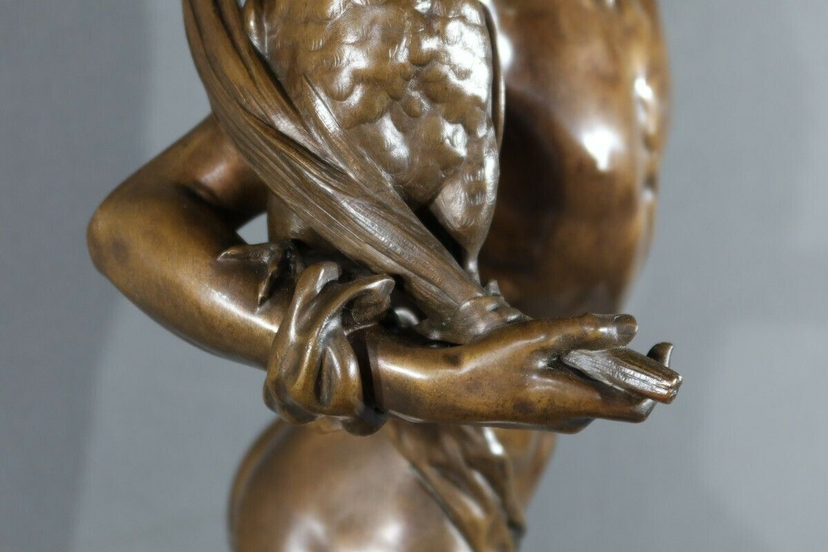3500.0 Bronze “Winner In The Cockfight”, Signed A. Falguière – 2nd Part 19th Century photo