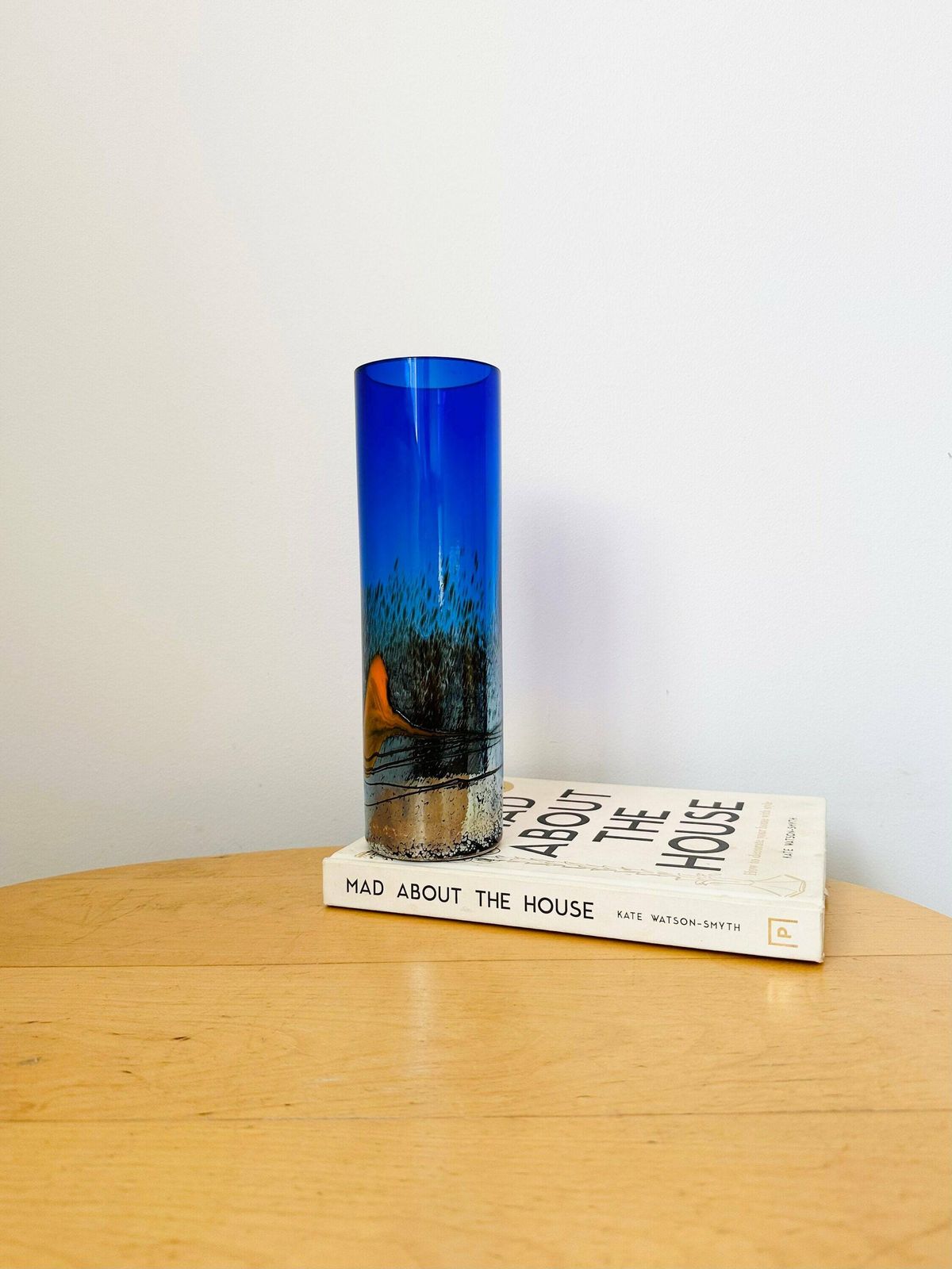 Milan Vobruba Vase, Glashyttan Gusum, Blue Glass