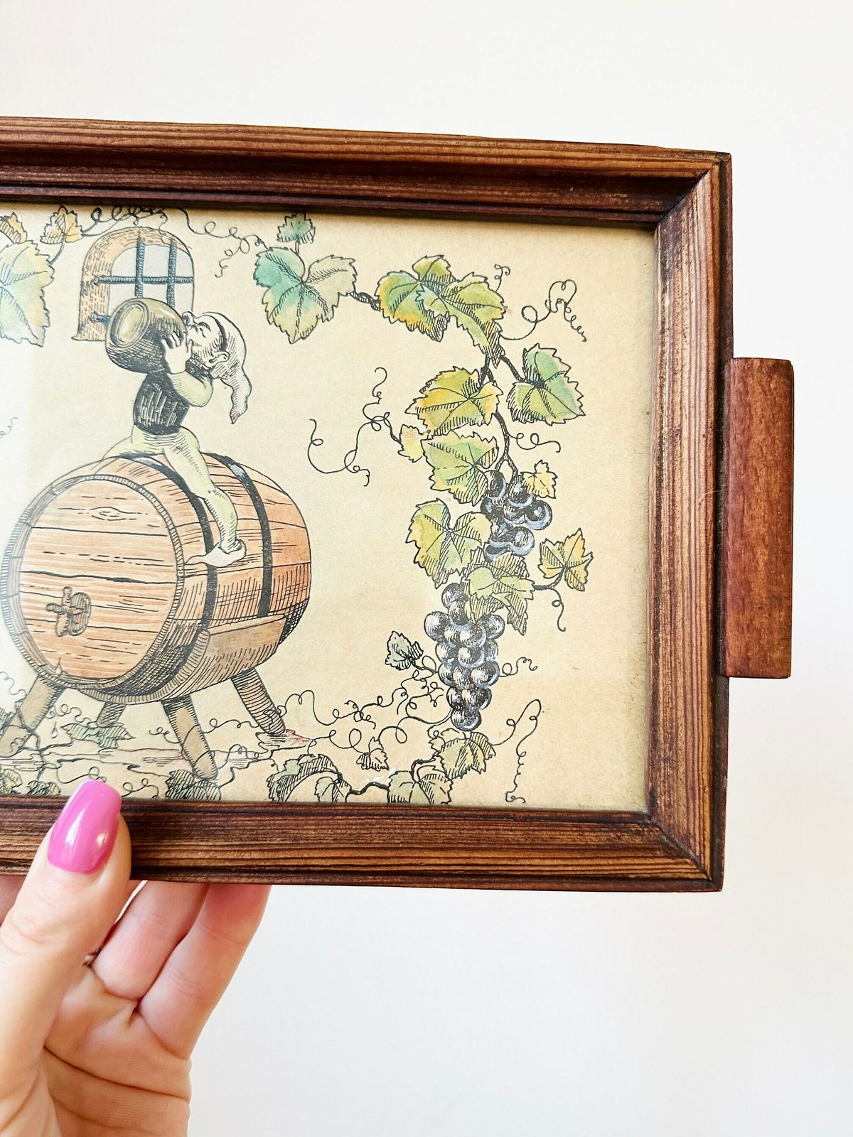 Wooden Tray With Watercolour Painting, Handmade Wooden Tray, Decorative Serving Tray photo Home Decor