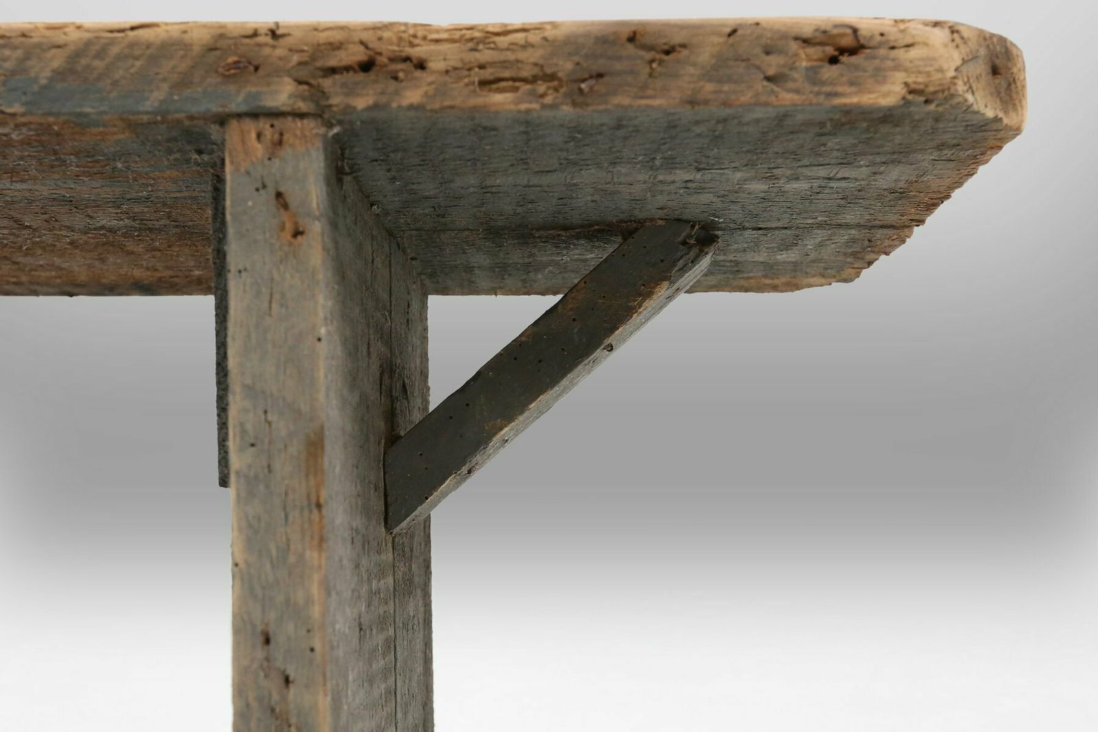 Grey Wooden Bench, France, 1890s photo Furniture