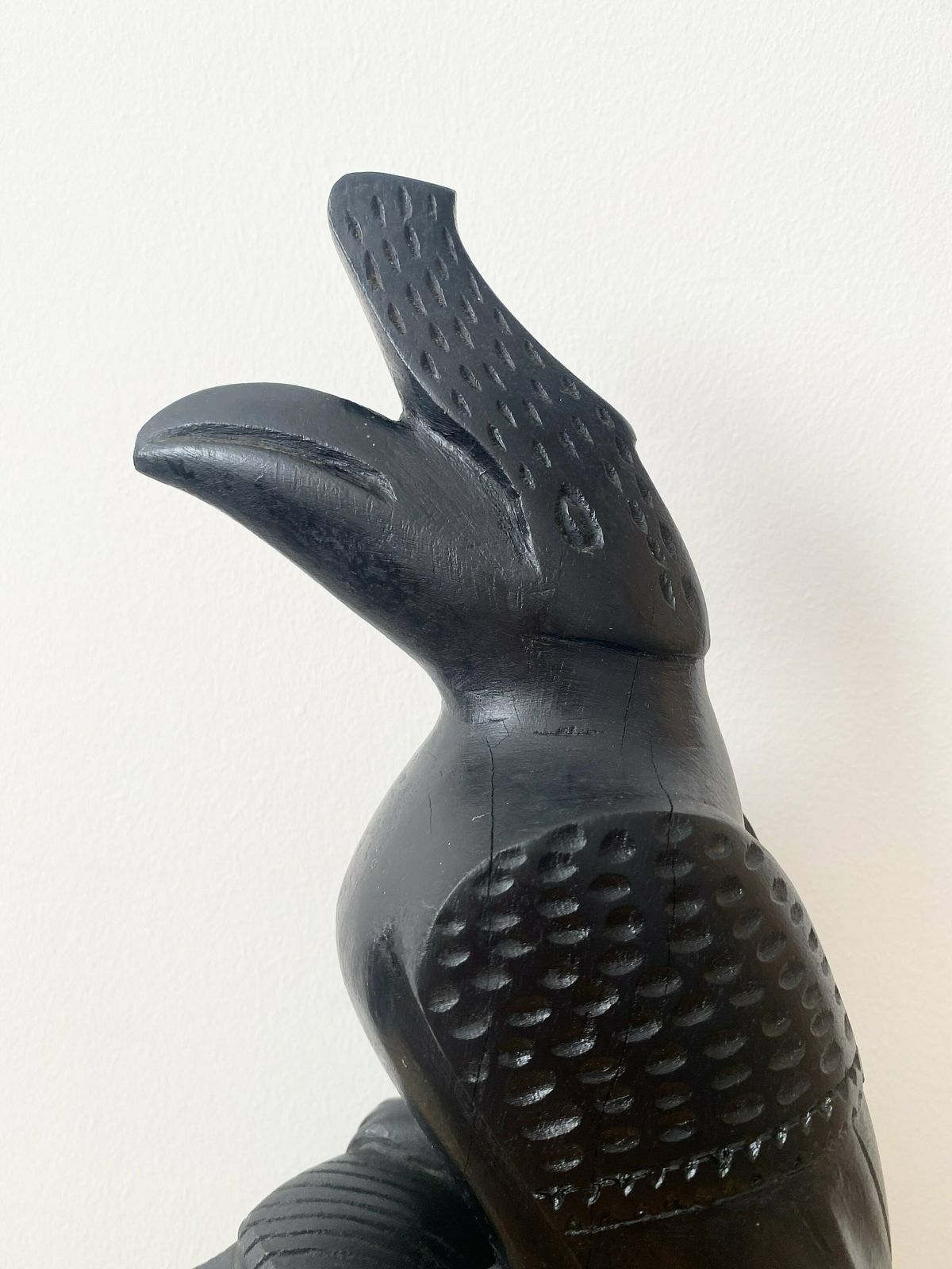 African Wooden Sculpture, Man With Bird, Ebony Statue, African Art photo 60.0