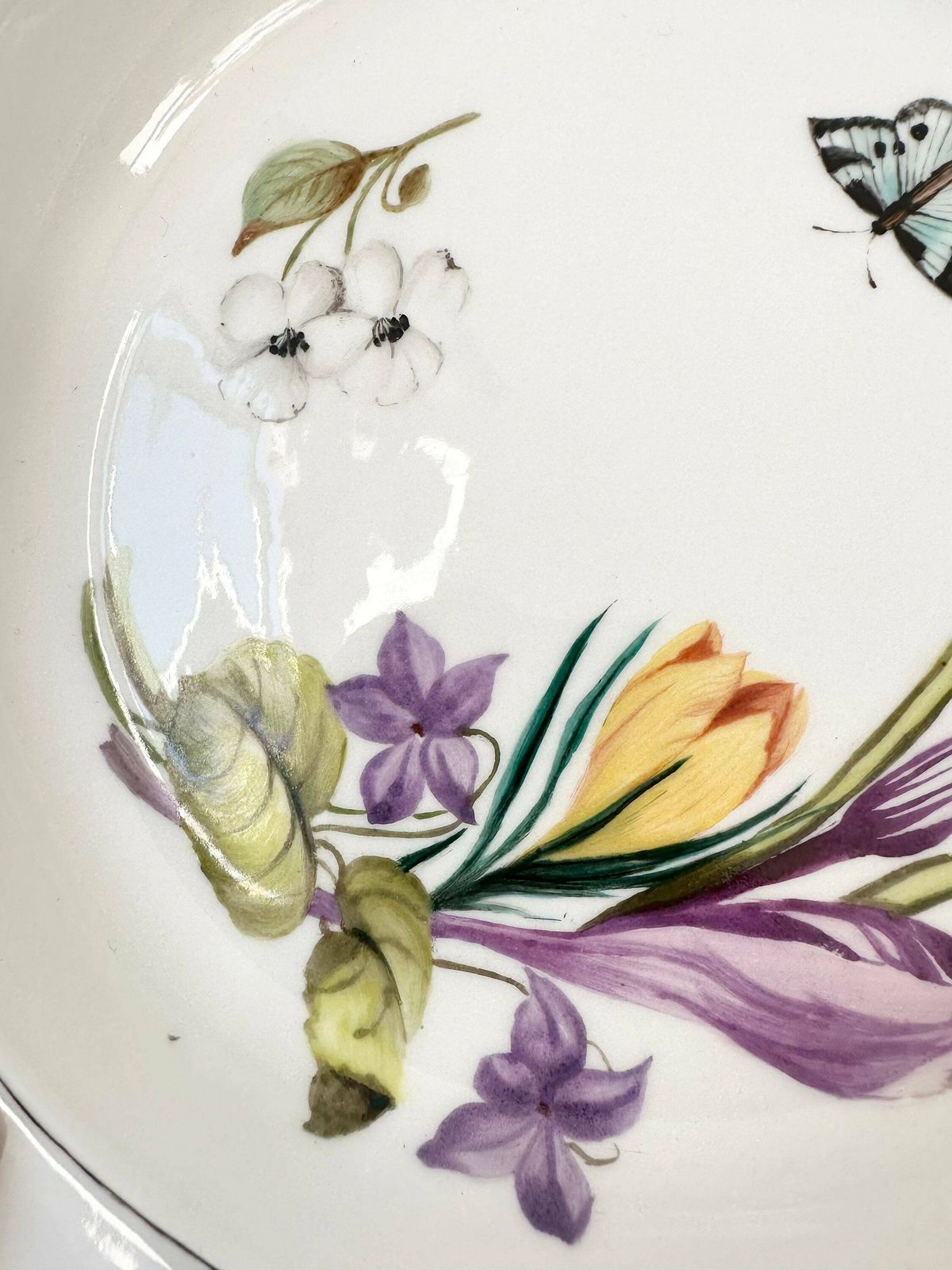 Meissen Porcelain Plate, Hand Painted Flowers And Beautiful Motif, 1900 photo furniture