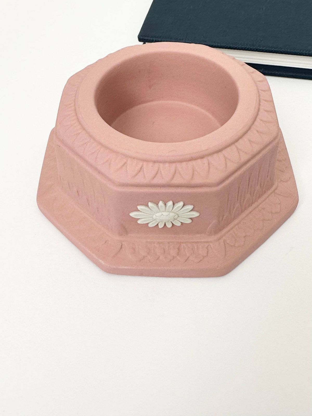 Pink Wedgwood Japerware Candle Holder, Pink And White Holder photo for sale