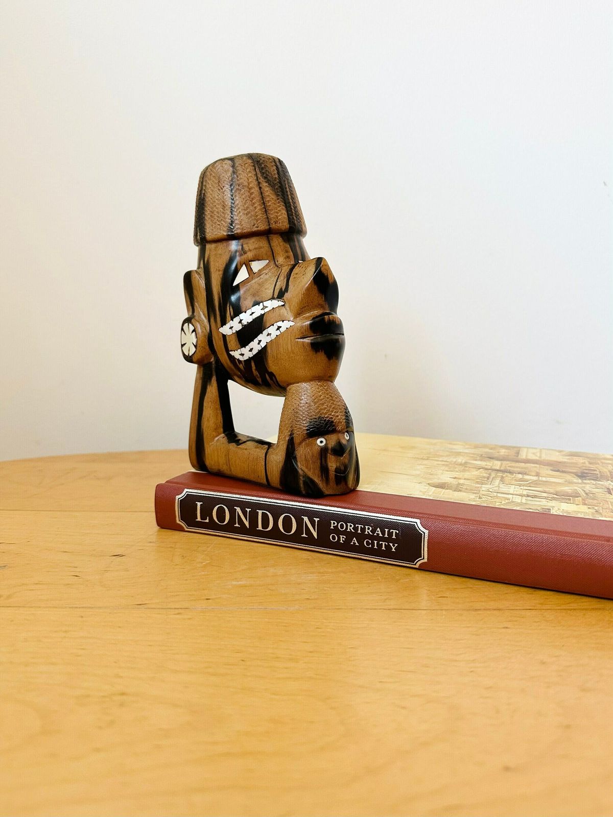 Hand Carved Nguzunguzu Mother Of Pearl Figure, Tribal Art, The Solomon Islands Oceanic Art, Wood Statue, Man Cave Decor
