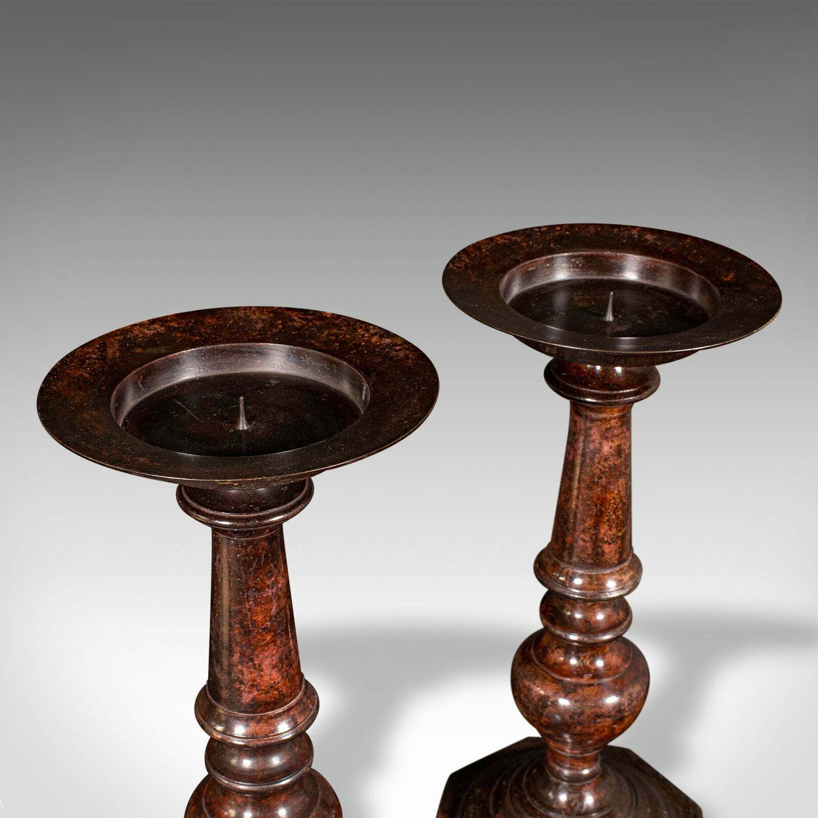 Pair Of Vintage Candle Prickets, English, Candlestick, Ecclesiastical, Art Deco photo vintage