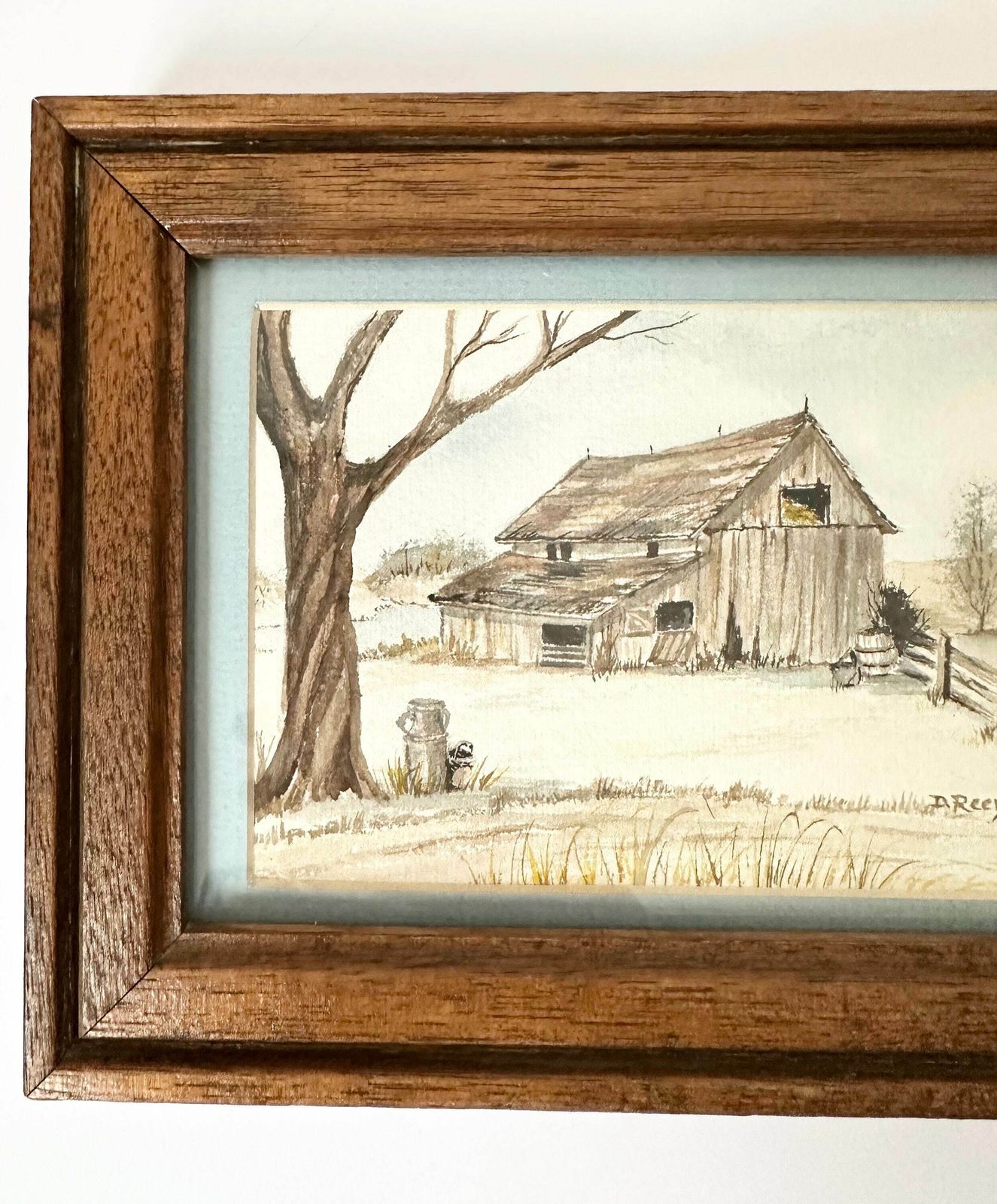 Original Watercolour Painting, Farm House, Landscape, Wall Decor photo furniture