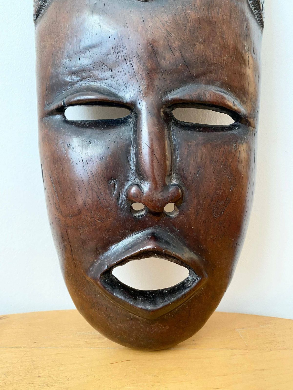 Vintage African Wood Carving Of Man’s Head Wall Plaque, Wall Hanging, African Wood Mask, Tribal Art photo for sale