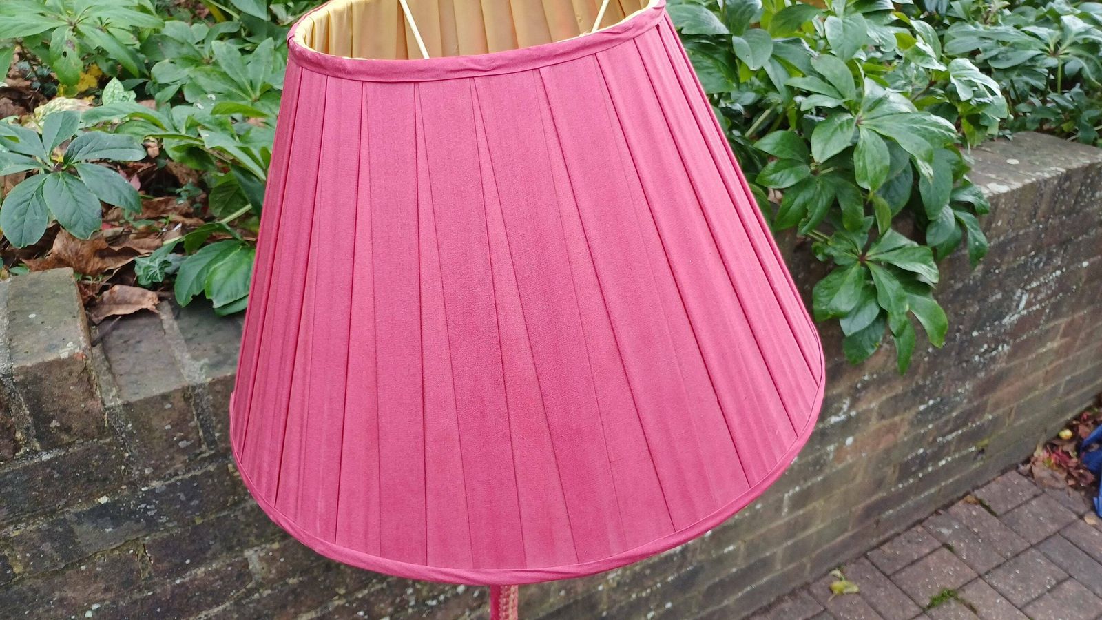 Superb Bespoke Vintage Pink Velvet Covered Standard Lamp And Shade Originally Art Deco Chrome. photo for sale