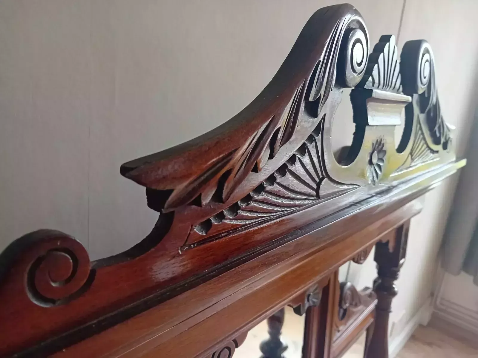 Beautiful Circa 1880 Victorian Mahogany Antique Overmantel Mirror photo for sale