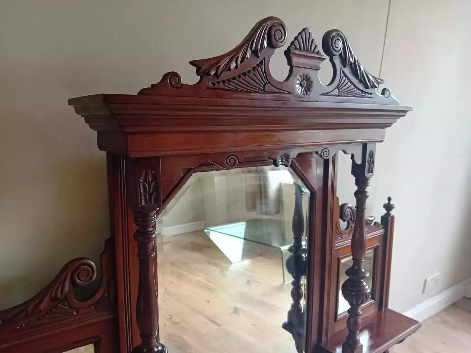 Beautiful Circa 1880 Victorian Mahogany Antique Overmantel Mirror photo Home Decor